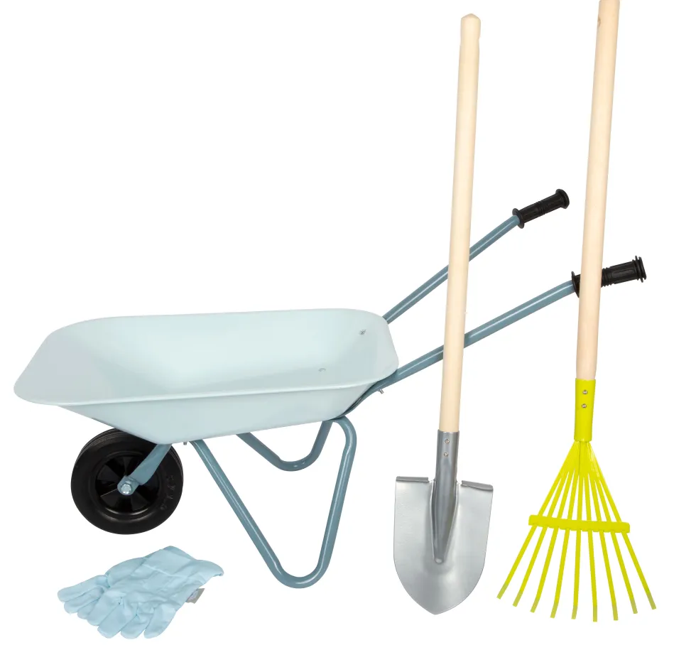 Gartenwerkzeug-Set mit Schubkarre