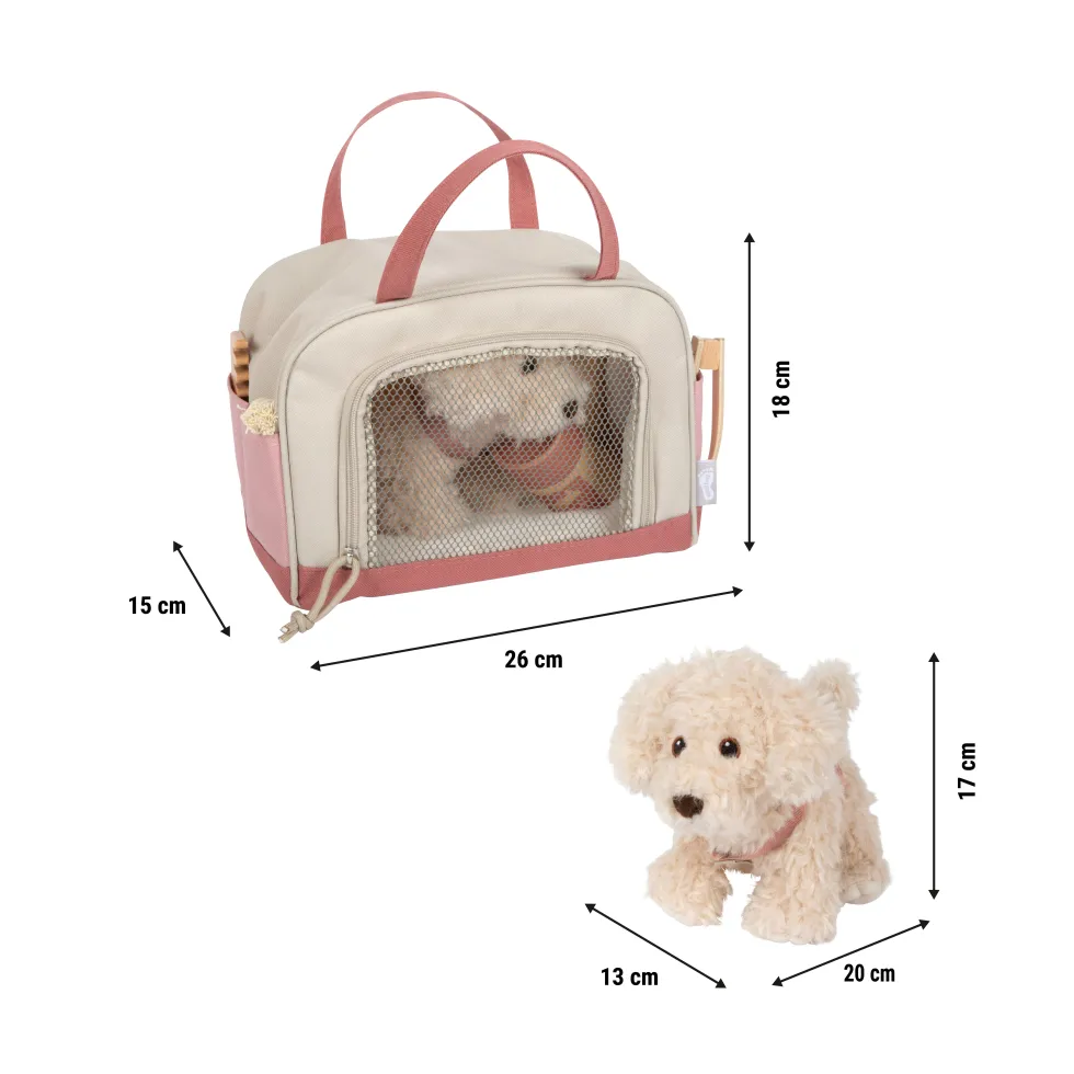 Hund mit Tasche und Pflege-Set rosa