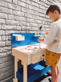 Kinderwerkbank Blau mit Zubehör