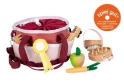 Pferdepflegeset mit Tasche rot