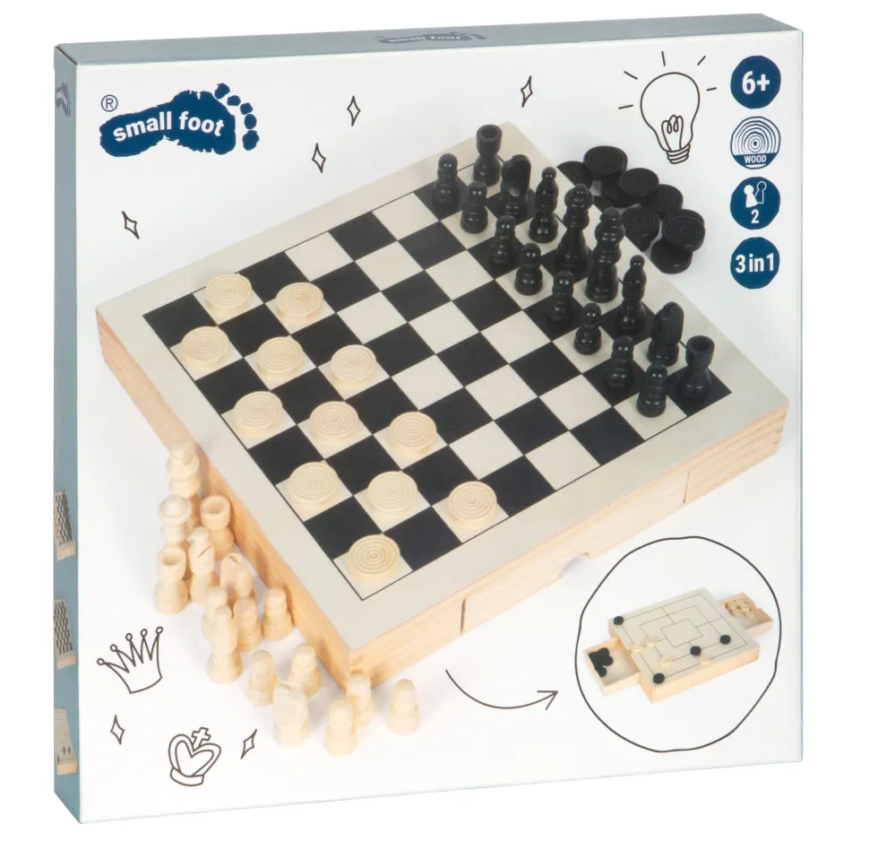 Spiele-Set Schach, Dame & Mühle