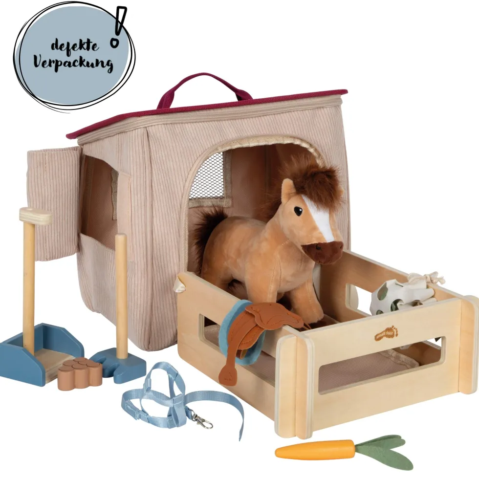 Spielset Pferd mit Stall und Zubehör in der Tasche | defekte Verpackung