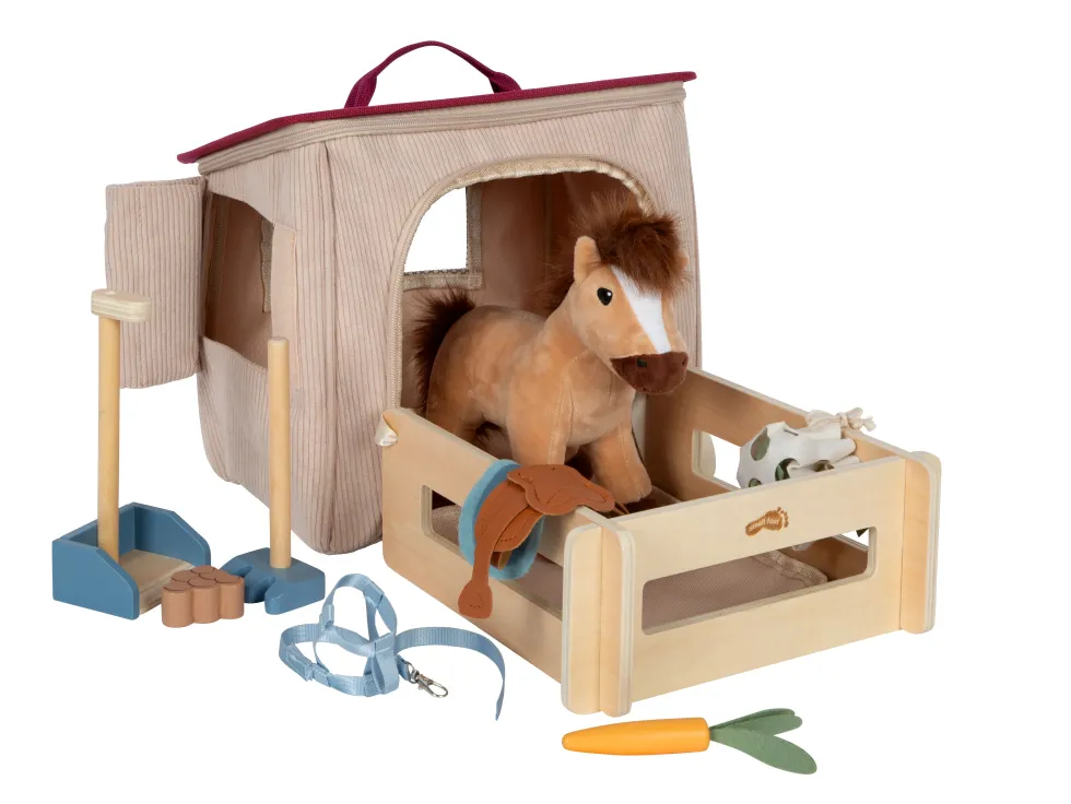 Spielset Pferd mit Stall und Zubehör in der Tasche | defekte Verpackung